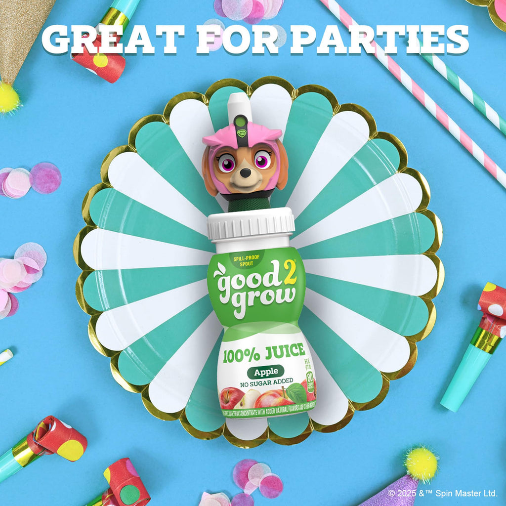 good2grow Apple Juice - 100% Juice Drinks for Kids, Fruit Juice No Sugar Added, 6 Fl Oz Juice Bottles with Spill-Proof PAW Patrol Character Tops (3 Pack) - FENGGESTORE20