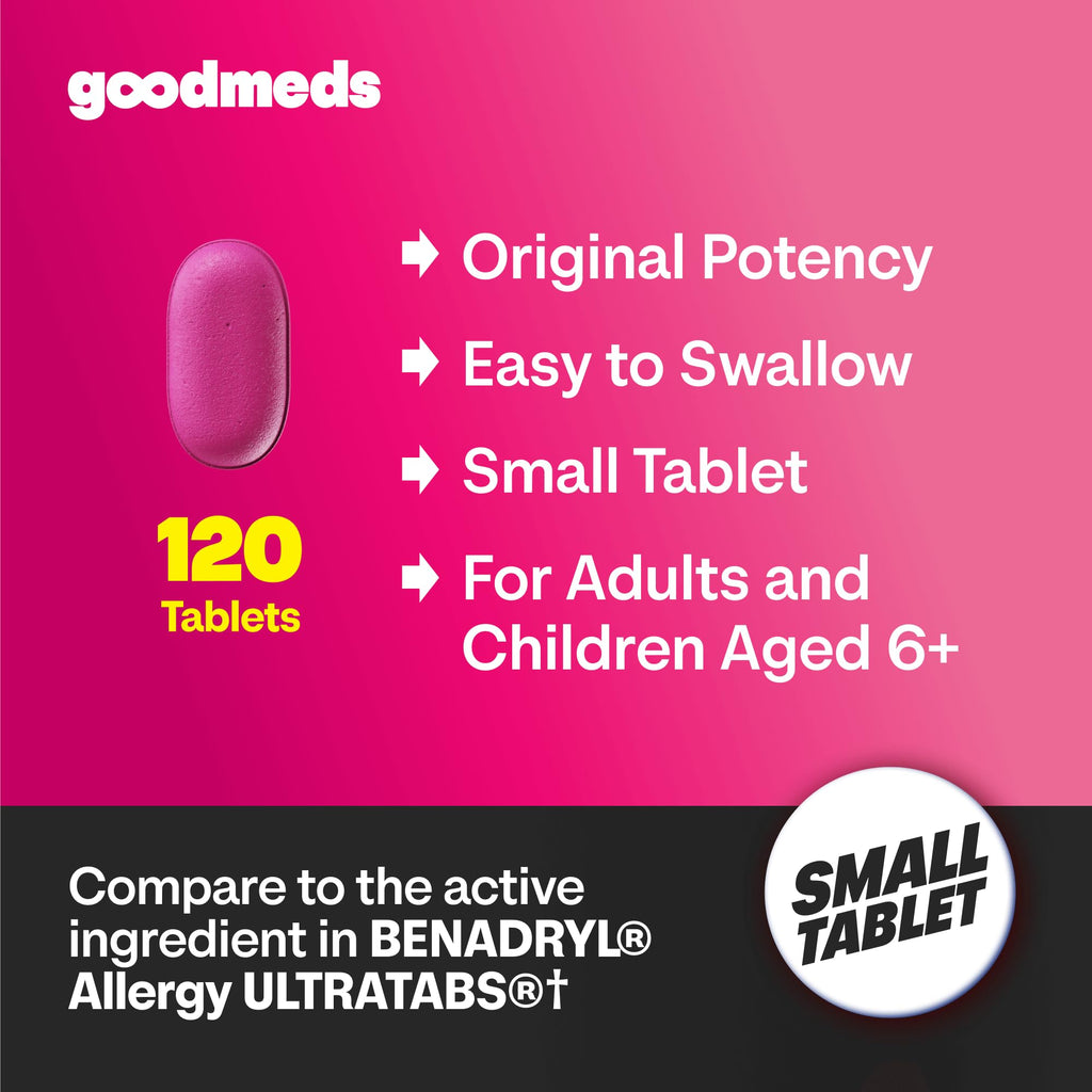 GoodMeds Allergy Medicine Antihistamine, Diphenhydramine HCl 25 mg | Children and Adults | Relieve Itchy Eyes, Runny Nose, Sneezing (25 mg, 600 Tablets) - FENGGESTORE20