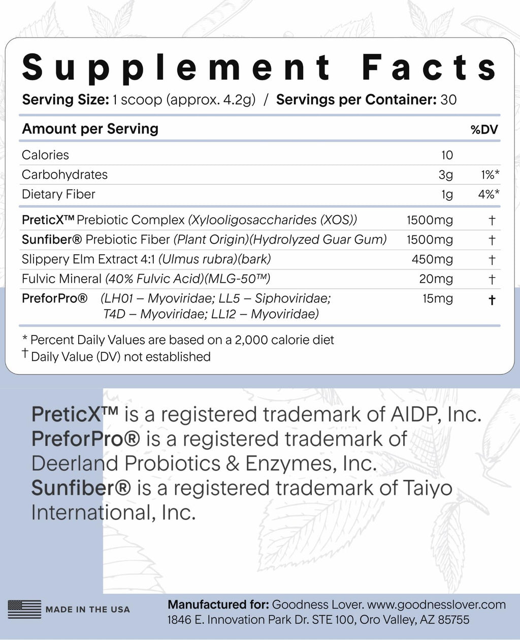 Goodness Lover Better Gut Prebiotic Fiber Plus, Digestive Health Supplement for Gut Health Support, Bloat Relief & Regularity Support, 30 Servings - FENGGESTORE20