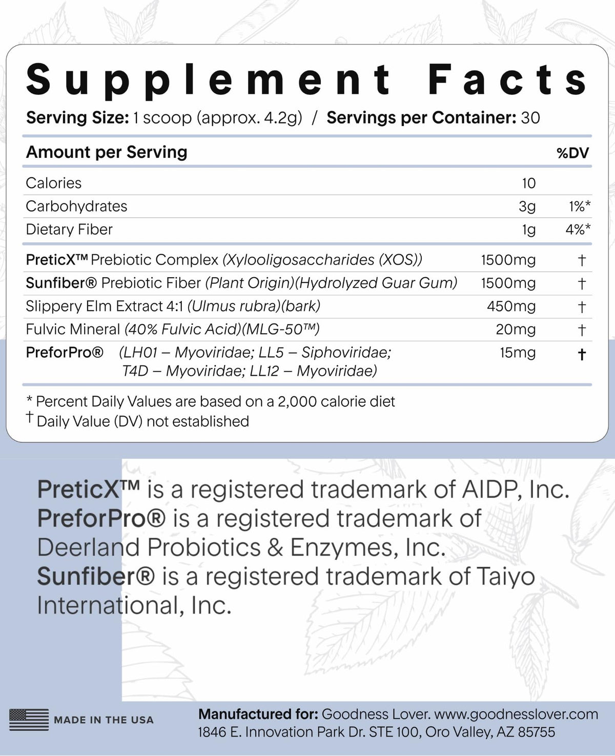 Goodness Lover Better Gut Prebiotic Fiber Plus, Digestive Health Supplement for Gut Health Support, Bloat Relief & Regularity Support, 30 Servings - FENGGESTORE20