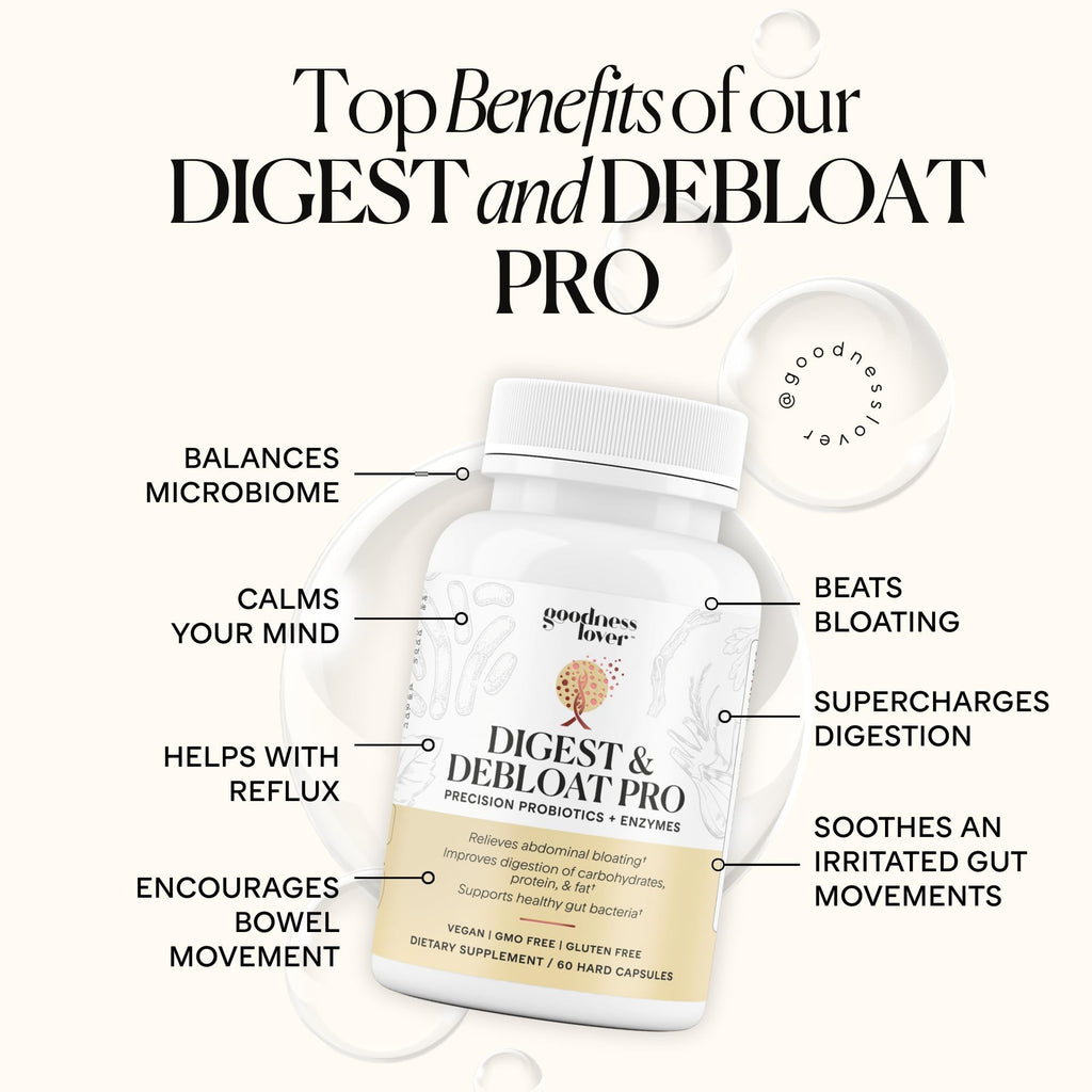 Goodness Lover Digest & Debloat Pro, Natural Digestive Enzymes Probiotics for Bloating Relief and Gas Relief, Probiotic Supplement for Women and Men, - FENGGESTORE20
