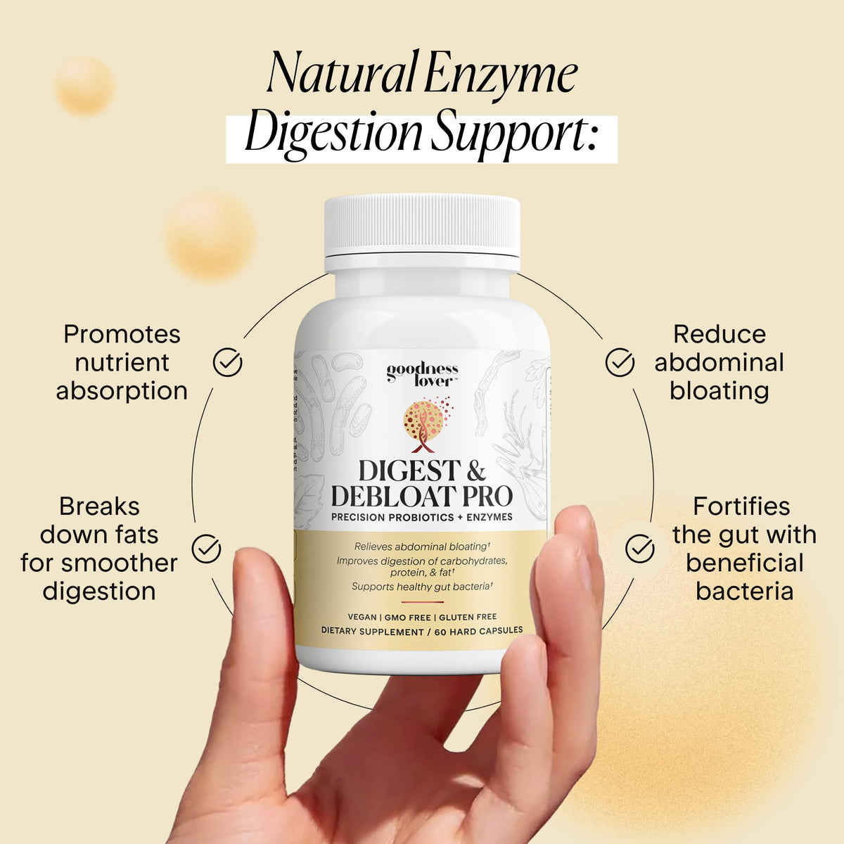 Goodness Lover Digest & Debloat Pro, Natural Digestive Enzymes Probiotics for Bloating Relief and Gas Relief, Probiotic Supplement for Women and Men, - FENGGESTORE20