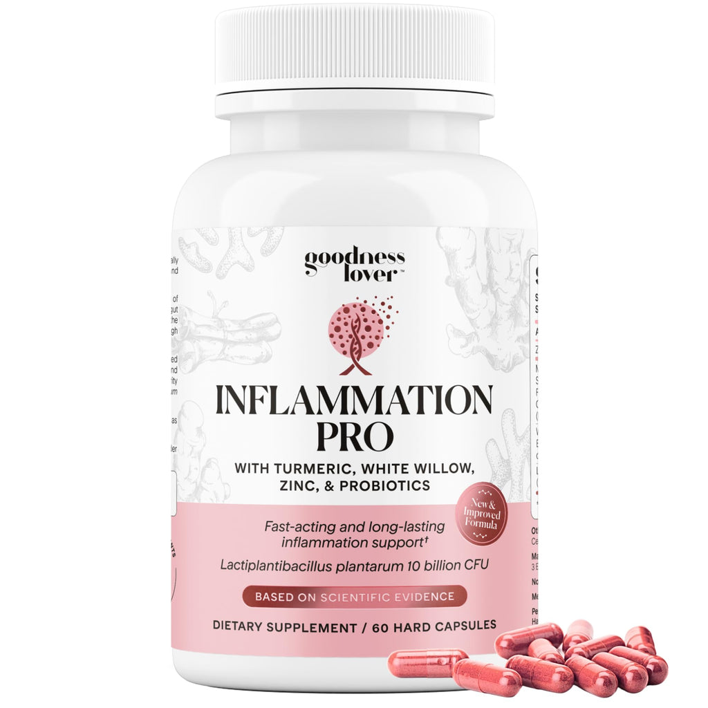 Goodness Lover Inflammation Pro, with 10 Billion CFU for Digestive Support, Curcumin, White Willow bark Extract, Zero fillers, Vegan, 30 Servings - FENGGESTORE20