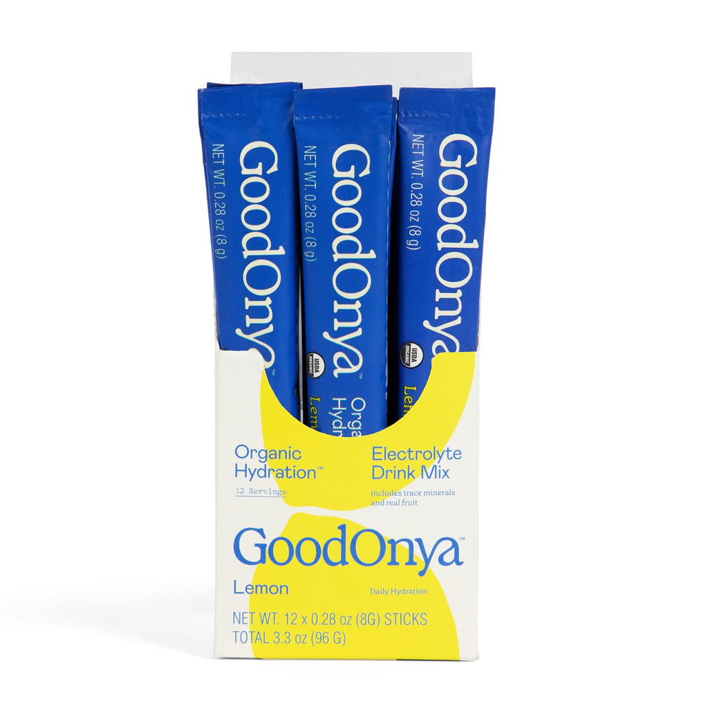 GOODONYA Organic Hydration Electrolyte Drink Mix, Certified Organic Hydration Powder, Non-GMO, Biochecked Glyphosate Free, Low Sugar, Lemonade Flavor, No Artificial Flavors,12 Stick Packs - FENGGESTORE20