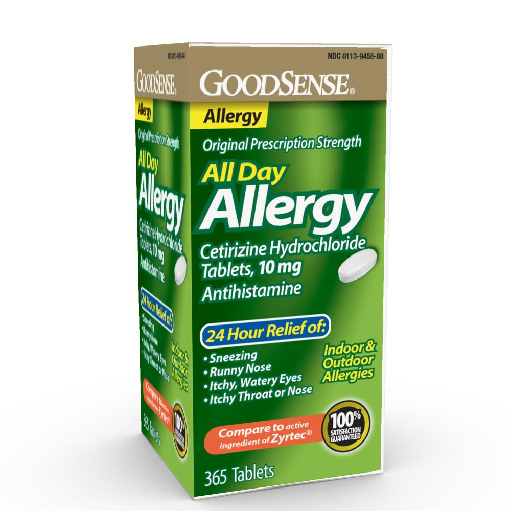 GoodSense 24 Hour Allergy Relief, Cetirizine Hydrochloride Tablets, 10 mg, Antihistamine - FENGGESTORE20