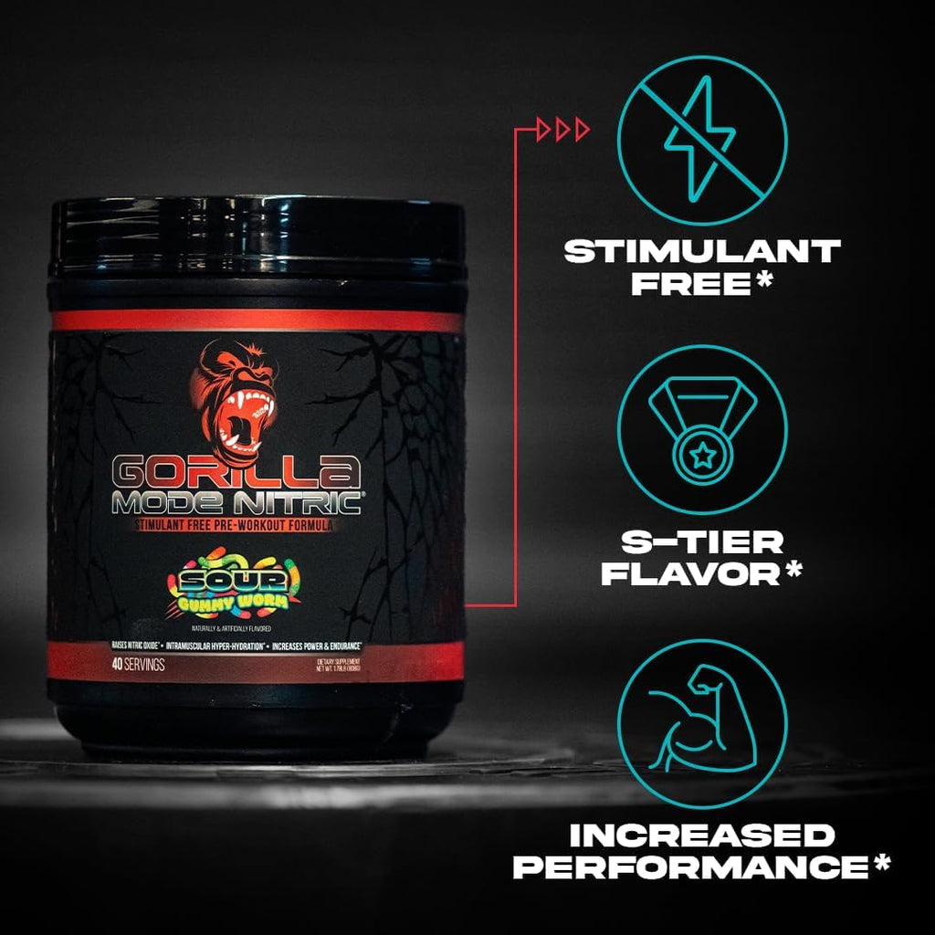 Gorilla Mode Nitric Upgraded Stimulant Free Pre-Workout – Best Tasting and Most Effective Stimulant Free Pre-Workout/Massive Pumps · Vasodilation · Power / 768 Grams (Rocket Frost) - FENGGESTORE20