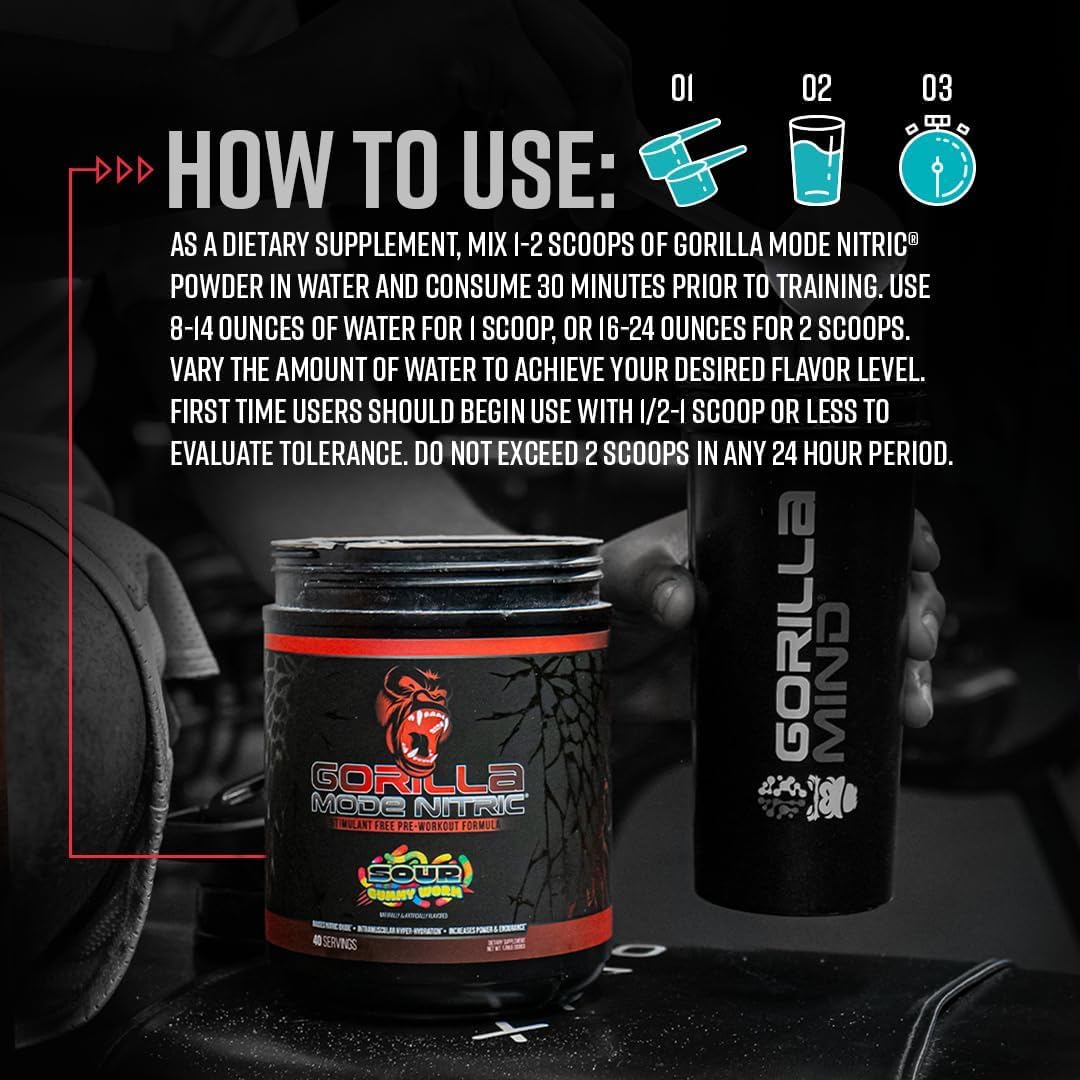 Gorilla Mode Nitric Upgraded Stimulant Free Pre-Workout – Best Tasting and Most Effective Stimulant Free Pre-Workout/Massive Pumps · Vasodilation · Power / 768 Grams (Rocket Frost) - FENGGESTORE20