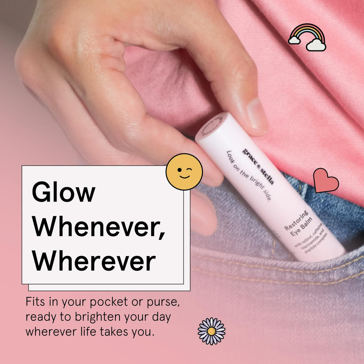 grace & stella Under Eye Brightener Balm Stick - Travel Size Toiletries - Retinol & Caffeine Eye Cream - FENGGESTORE20