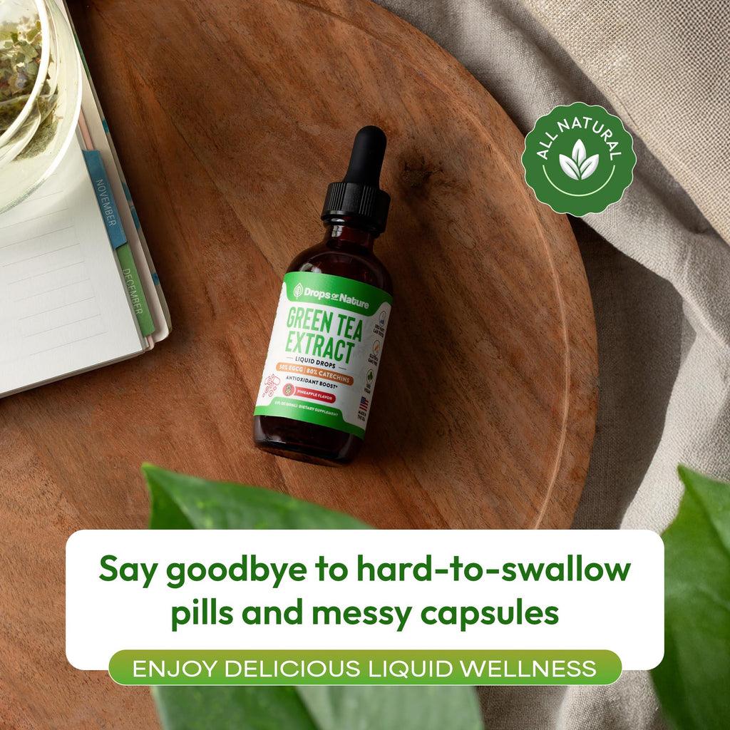 Green Tea 10:1 Extract 50% EGCG - Green Tea Liquid Drops - Vegan, 4X More Powerful Than Pills & Capsules - 2oz Antioxidant & Immune Supplement - FENGGESTORE20