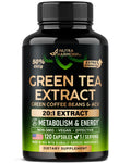 Green Tea Extract - 50% EGCG, Extra Strength 20:1 Extract - Natural Green Tea Supplement + Green Coffee Beans & Apple Cider Vinegar - Energy & Metabolism Support - FENGGESTORE20