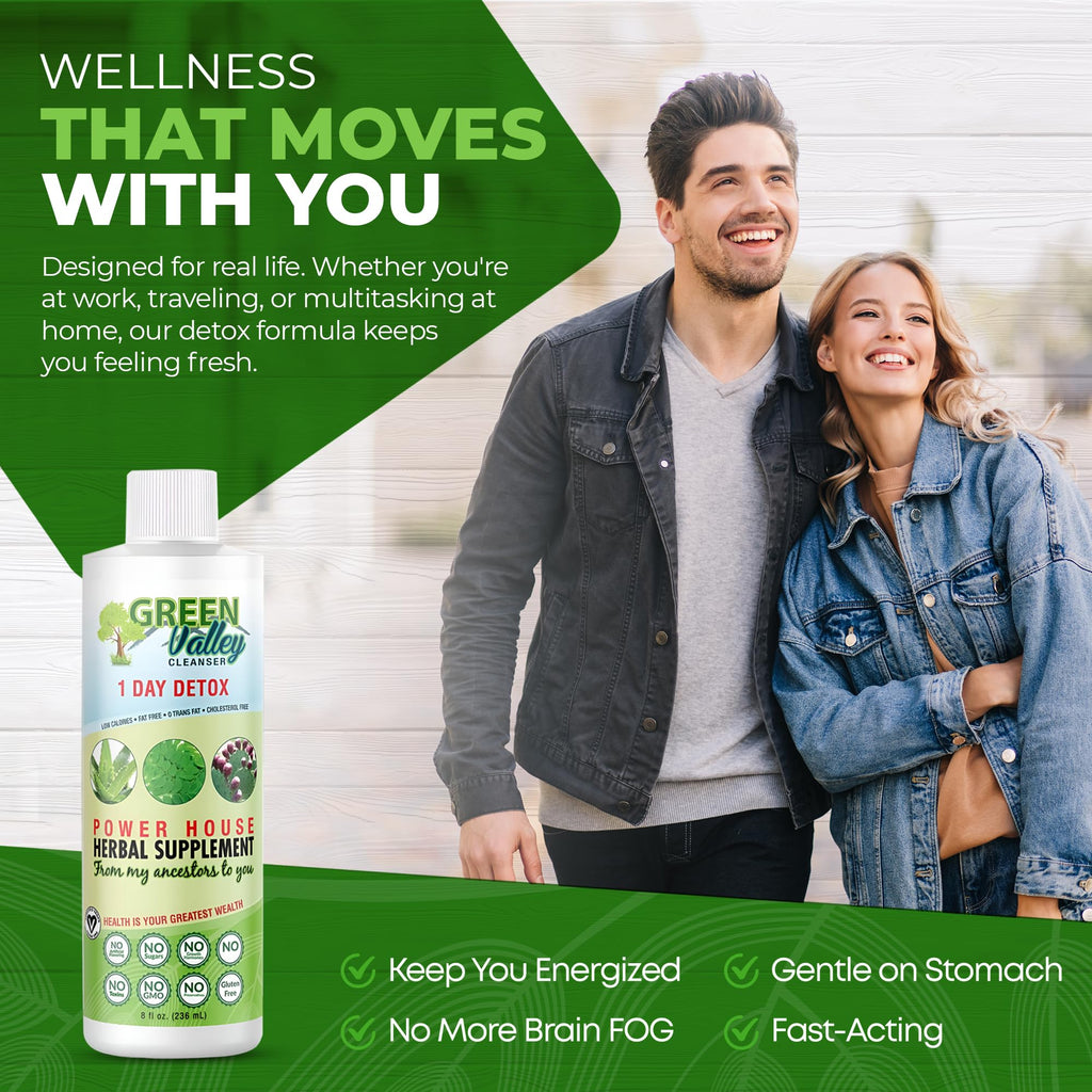 Green Valley Cleanser – Natural Herbal Colon Cleanse Detox Supplement | Supports Digestion, Bloating Relief & Regularity | 8 oz Liquid - FENGGESTORE20