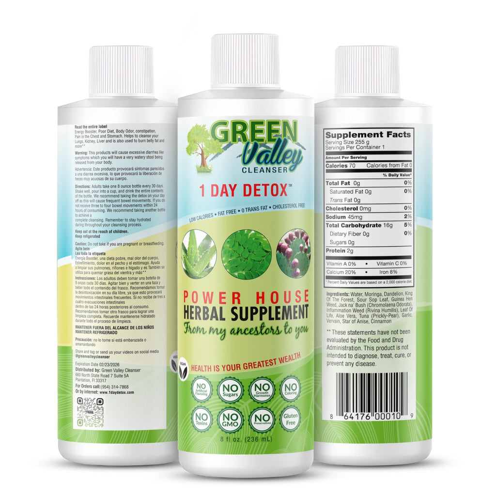 Green Valley Cleanser – Natural Herbal Colon Cleanse Detox Supplement | Supports Digestion, Bloating Relief & Regularity | 8 oz Liquid - FENGGESTORE20