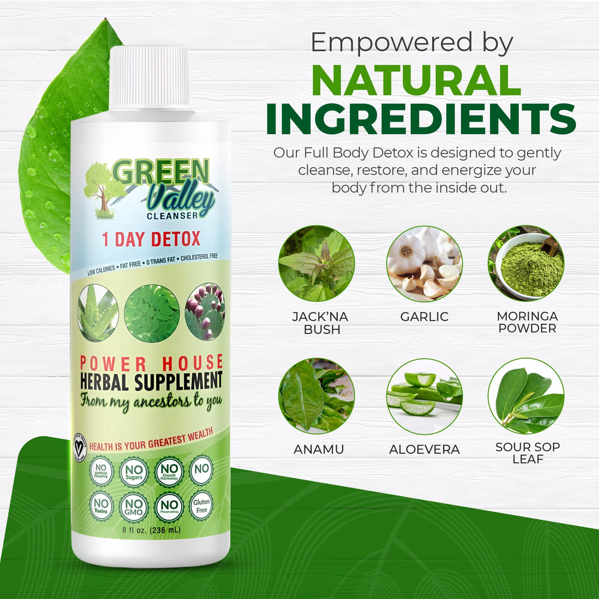 Green Valley Cleanser – Natural Herbal Colon Cleanse Detox Supplement | Supports Digestion, Bloating Relief & Regularity | 8 oz Liquid - FENGGESTORE20