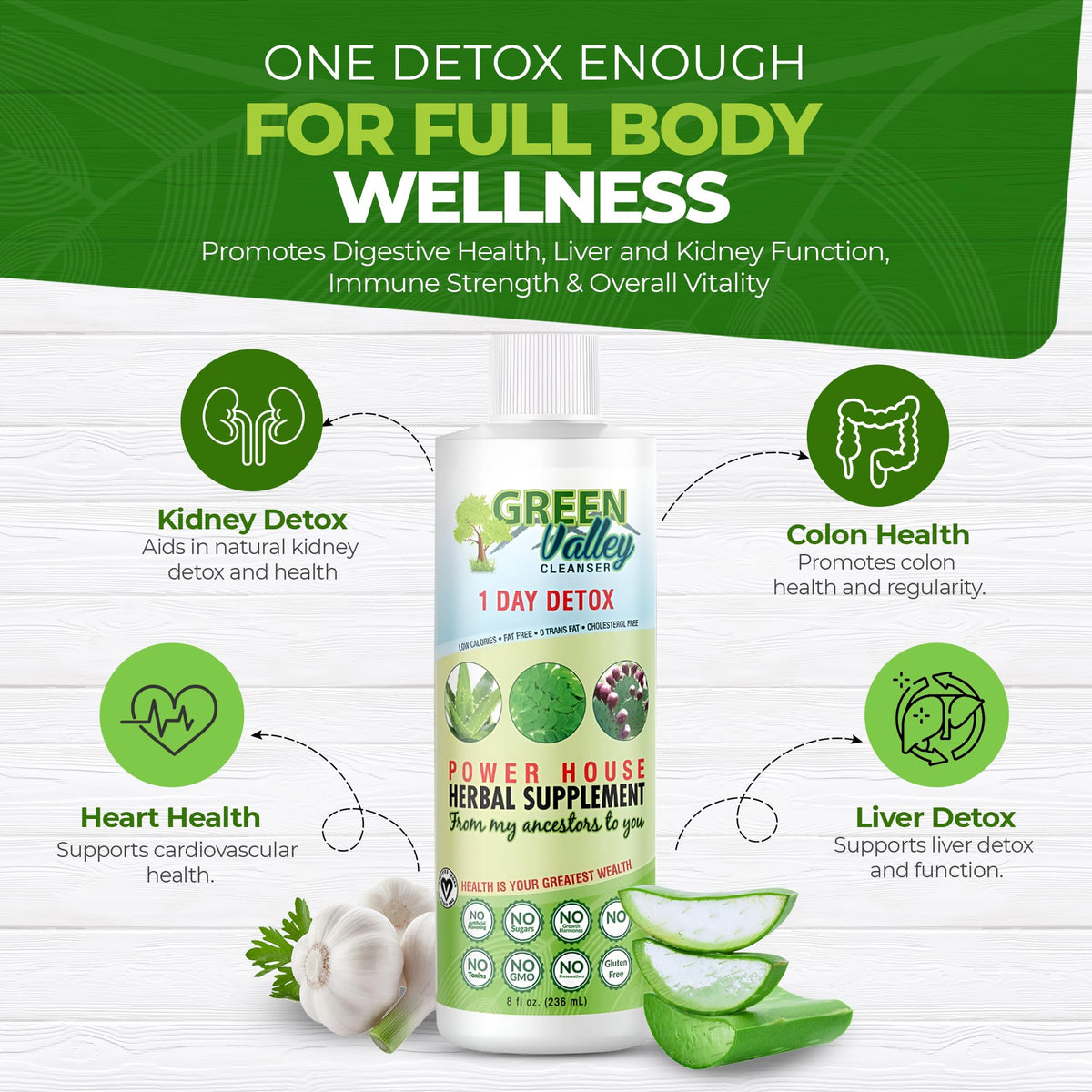 Green Valley Cleanser – Natural Herbal Colon Cleanse Detox Supplement | Supports Digestion, Bloating Relief & Regularity | 8 oz Liquid - FENGGESTORE20