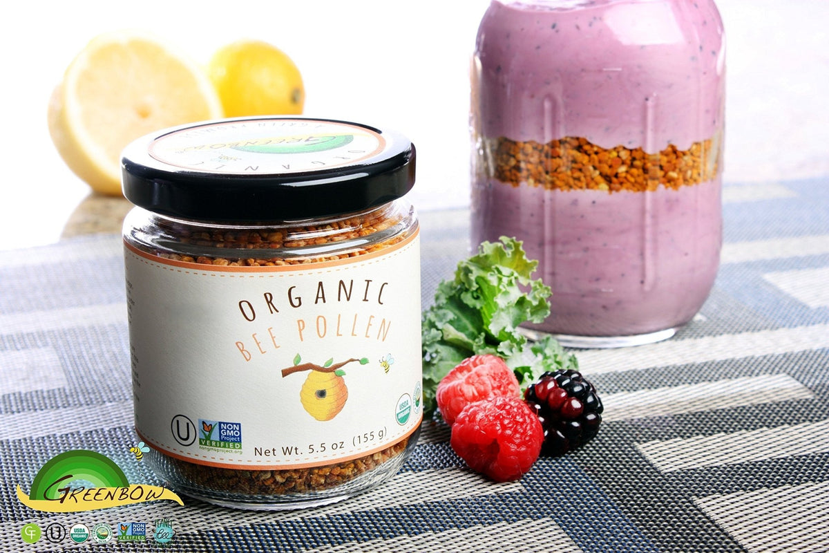 Greenbow Organic Bee Pollen - 100% USDA Certified Organic, Non-GMO, Halal, Kosher Certified, Pure & Natural Bee Pollen - Superfood Packed with Proteins - FENGGESTORE20