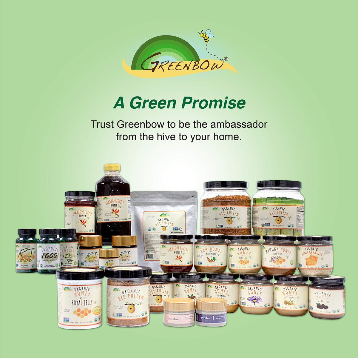 Greenbow Organic Bee Pollen - 100% USDA Certified Organic, Non-GMO, Halal, Kosher Certified, Pure & Natural Bee Pollen - Superfood Packed with Proteins - FENGGESTORE20