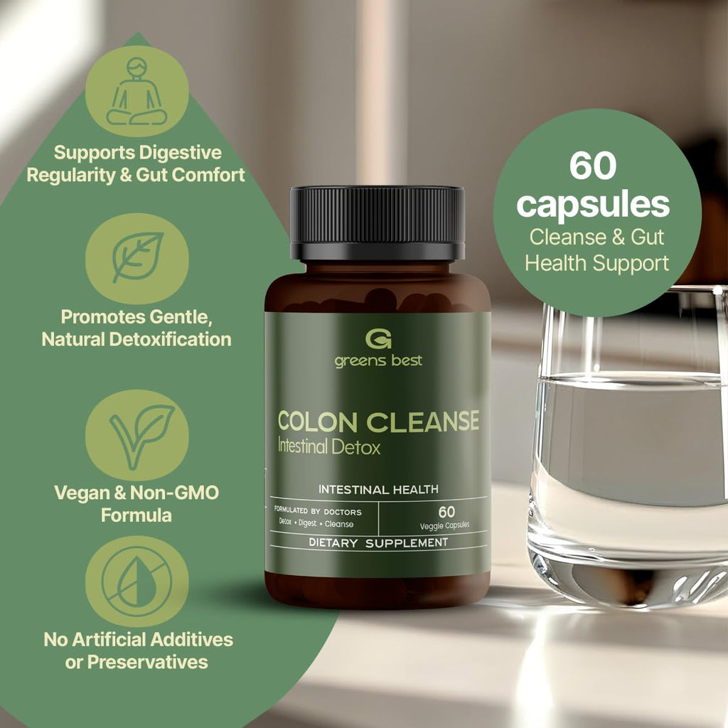 GREEN'S BEST Colon Cleanse Capsules – Advanced Digestive Support & Natural Detox – with Probiotics, Senna, Aloe Ferox & Fiber - FENGGESTORE20
