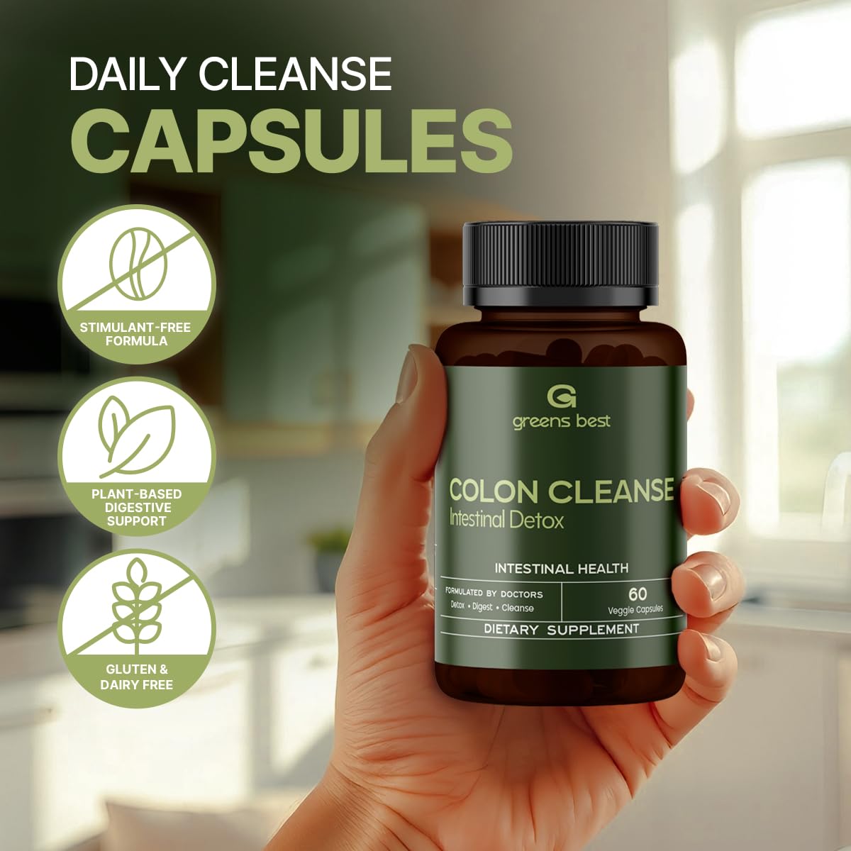 GREEN'S BEST Colon Cleanse Capsules – Advanced Digestive Support & Natural Detox – with Probiotics, Senna, Aloe Ferox & Fiber - FENGGESTORE20