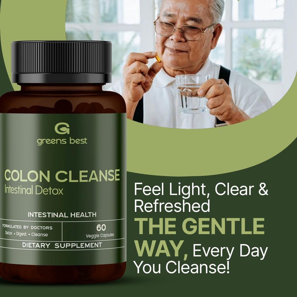 GREEN'S BEST Colon Cleanse Capsules – Advanced Digestive Support & Natural Detox – with Probiotics, Senna, Aloe Ferox & Fiber - FENGGESTORE20