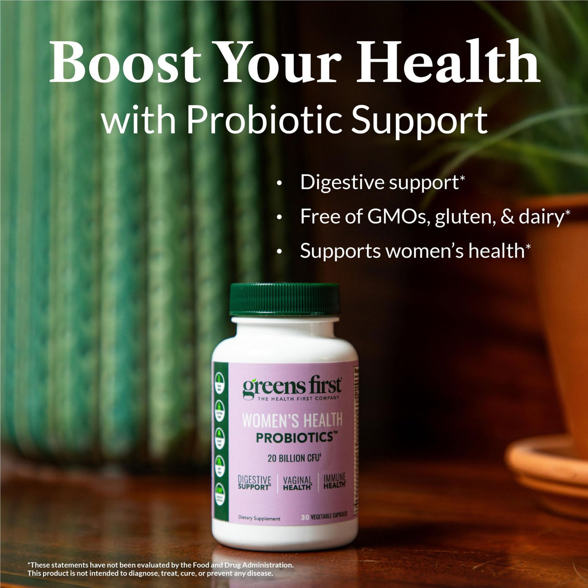 Greens First Women’s Health Probiotics - Probiotic for pH Balance - 20 Billion CFU - Support for Digestive, Immune & Vaginal Health Non-GMO/Gluten-Free/Dairy-Free/Soy-Free (30 Vegetable Capsules) - FENGGESTORE20