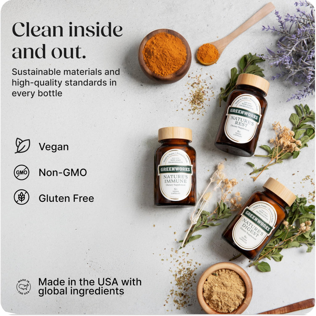 Greenworks Nature's Digest 10 Billion CFU Probiotic for Adults | Daily Gut Health Supplement with Saccharomyces Boulardii, Psyllium Husk, Bromelain, - FENGGESTORE20