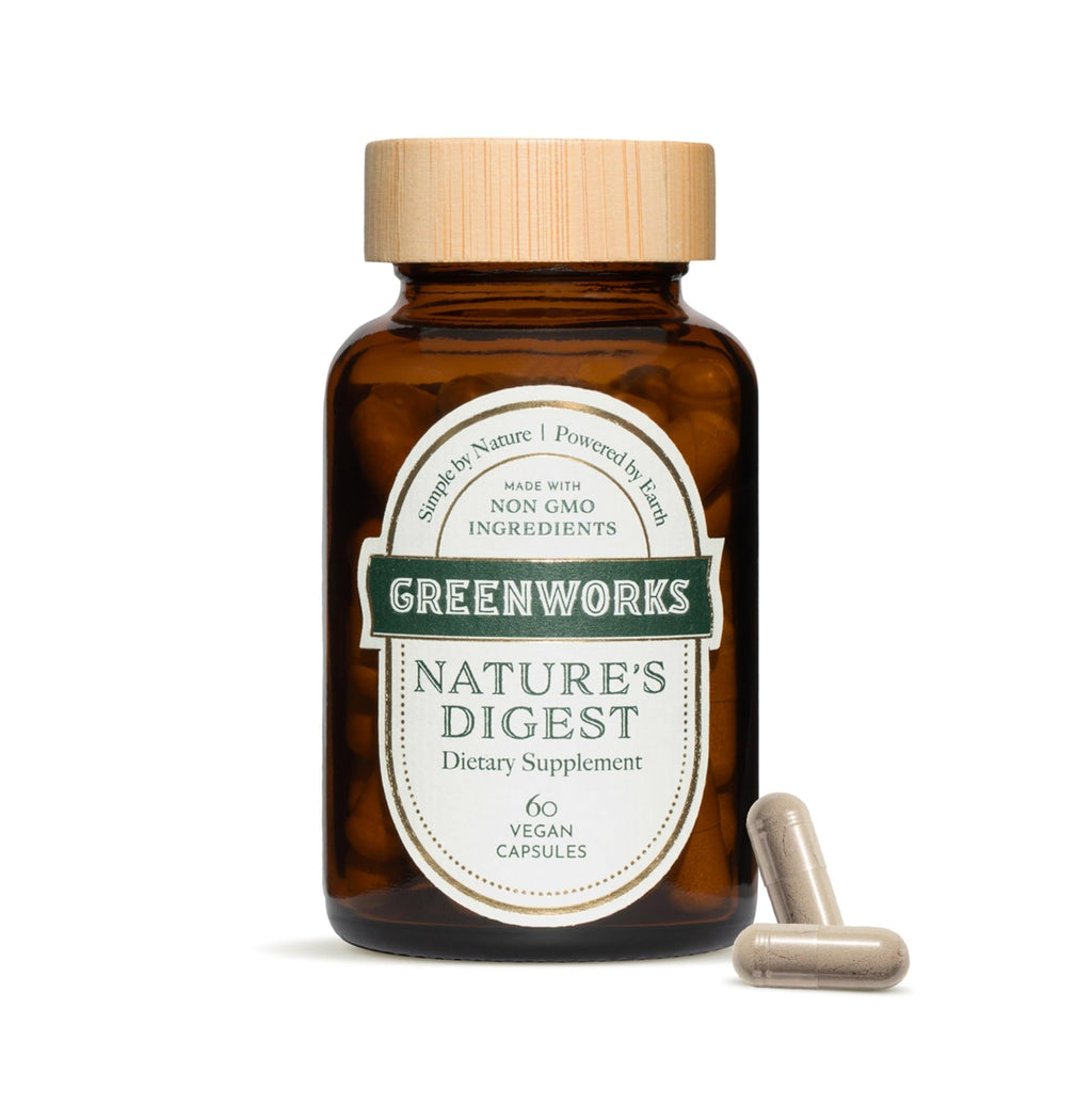 Greenworks Nature's Digest 10 Billion CFU Probiotic for Adults | Daily Gut Health Supplement with Saccharomyces Boulardii, Psyllium Husk, Bromelain, - FENGGESTORE20