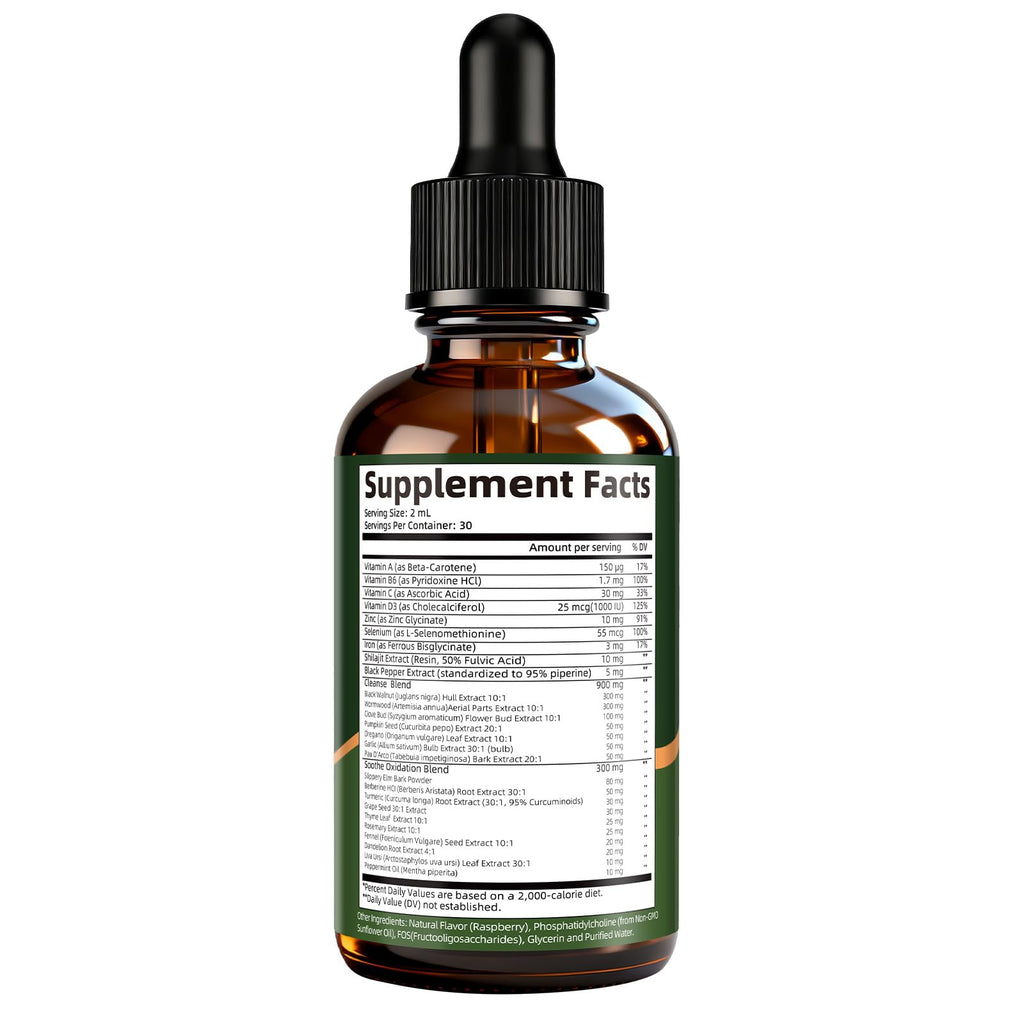 GrthNutr Black Walnut Wormwood Clove Tinture Cleanse for Humans - Gut Detox & Intestinal Health Digestive Support with Pumpkin, Oregano, Garlic Bulb - FENGGESTORE20