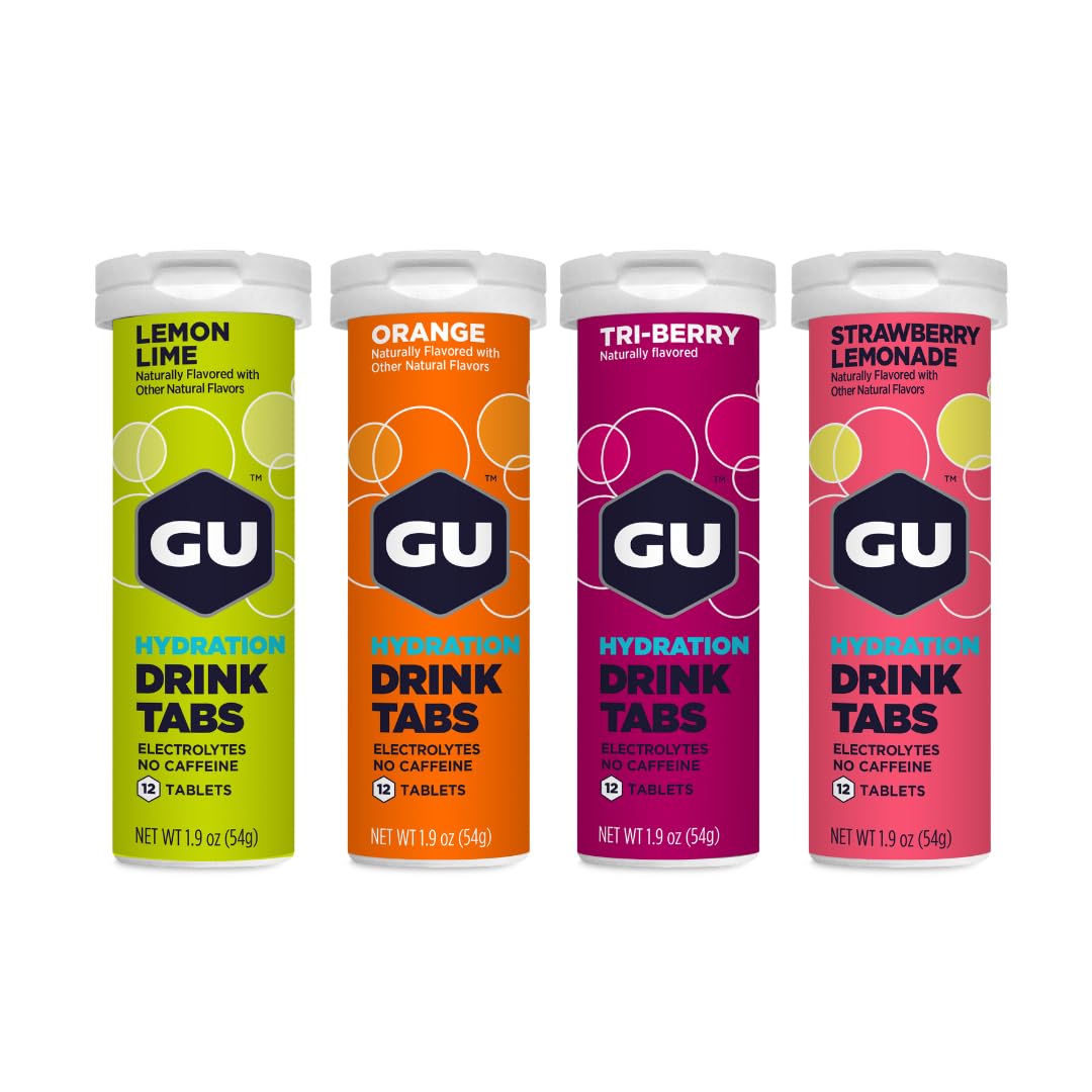 GU Energy Hydration Electrolyte Drink Tablets, Enhanced Endurance Sports Drink for Running, Cycling, Triathlon, 4-Count (48 Servings), Assorted Flavors - FENGGESTORE20