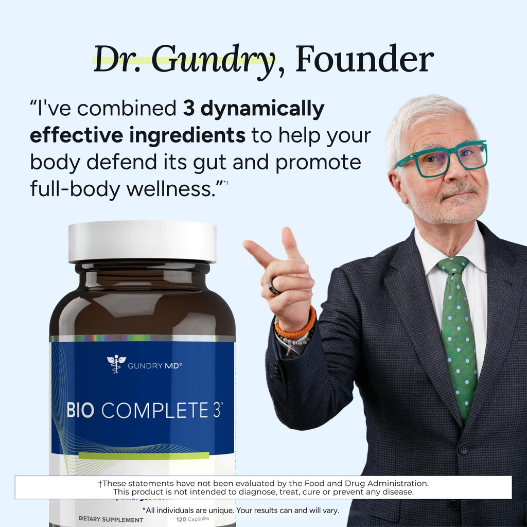 Gundry MD® Bio Complete 3, 3-in-1 Probiotics for Gut Health, Probiotic Supplements for Digestion, Supplement Supporting Bloating, Gas, Food Cravings - FENGGESTORE20