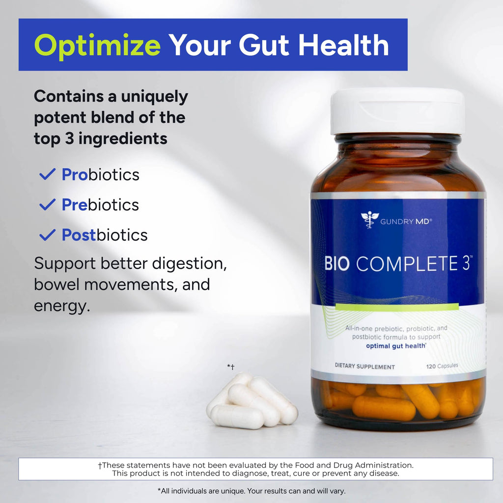 Gundry MD® Bio Complete 3, 3-in-1 Probiotics for Gut Health, Probiotic Supplements for Digestion, Supplement Supporting Bloating, Gas, Food Cravings - FENGGESTORE20