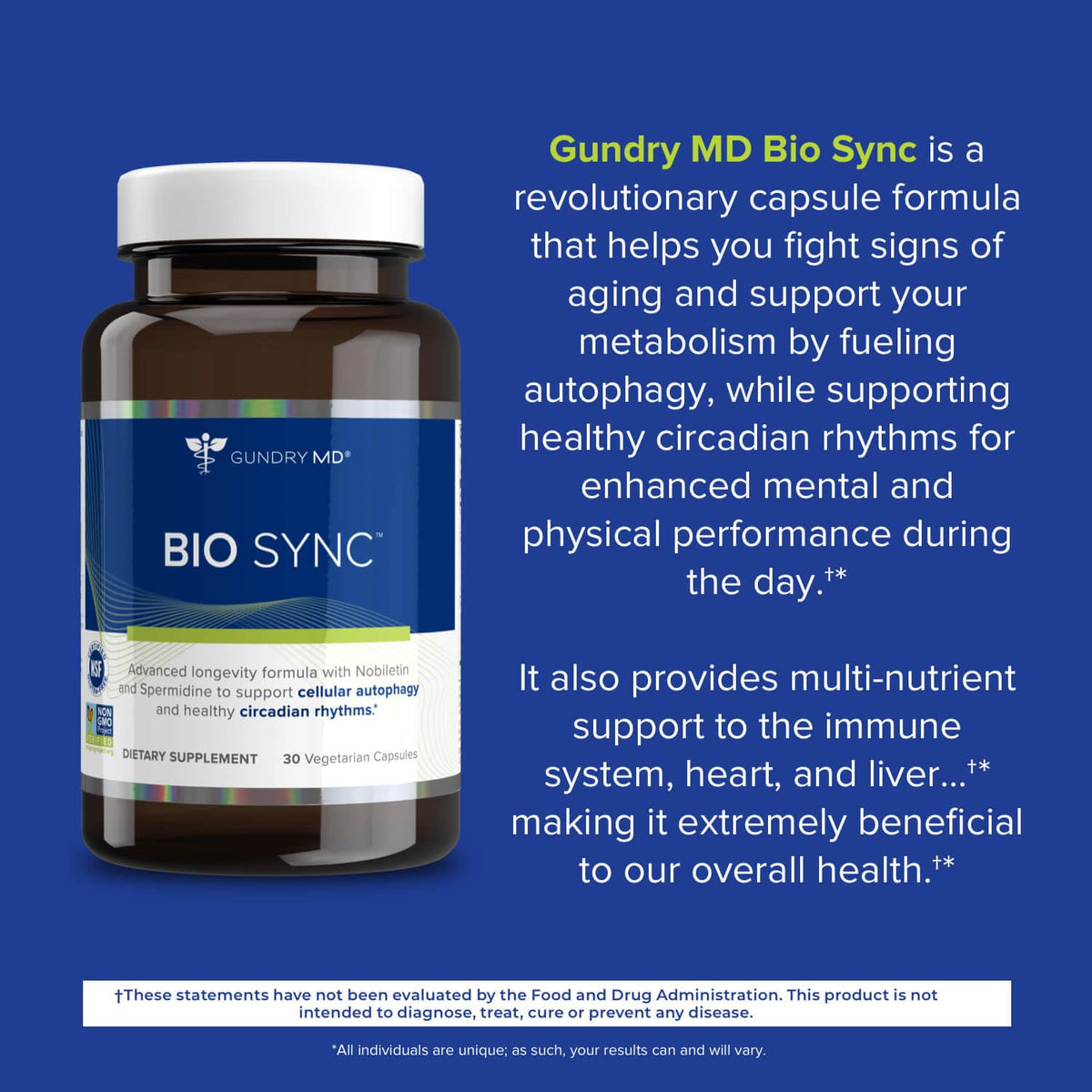 Gundry MD® Bio Sync Supplement for Daytime Energy, Supports Focus and Memory†* - (30 Capsules) - FENGGESTORE20