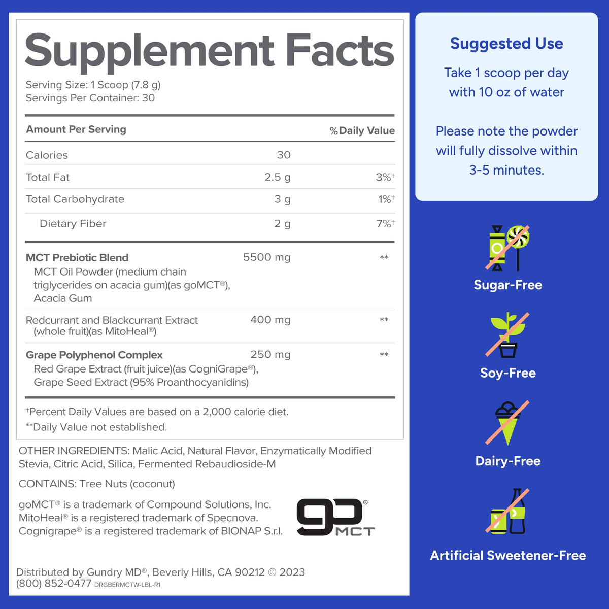Gundry MD MCT Wellness Powder to Support Energy, Ketone Production and Brain Health, Keto Friendly, Sugar Free - FENGGESTORE20