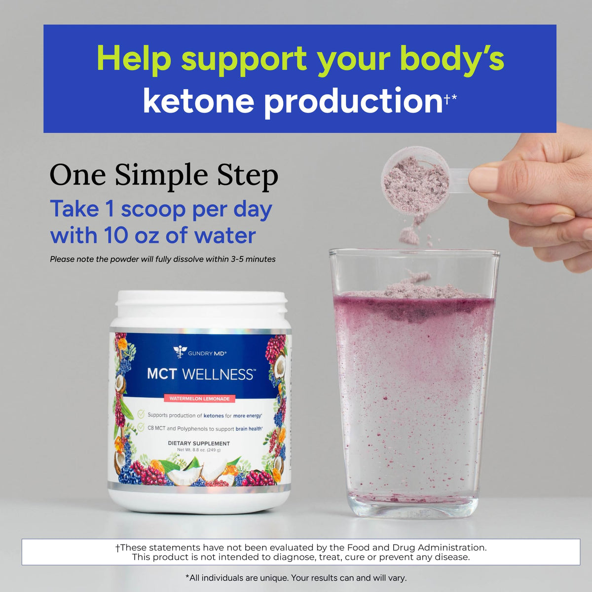 Gundry MD MCT Wellness Powder to Support Energy, Ketone Production and Brain Health, Keto Friendly, Sugar Free (30 Day Supply, Watermelon Lemonade) - FENGGESTORE20