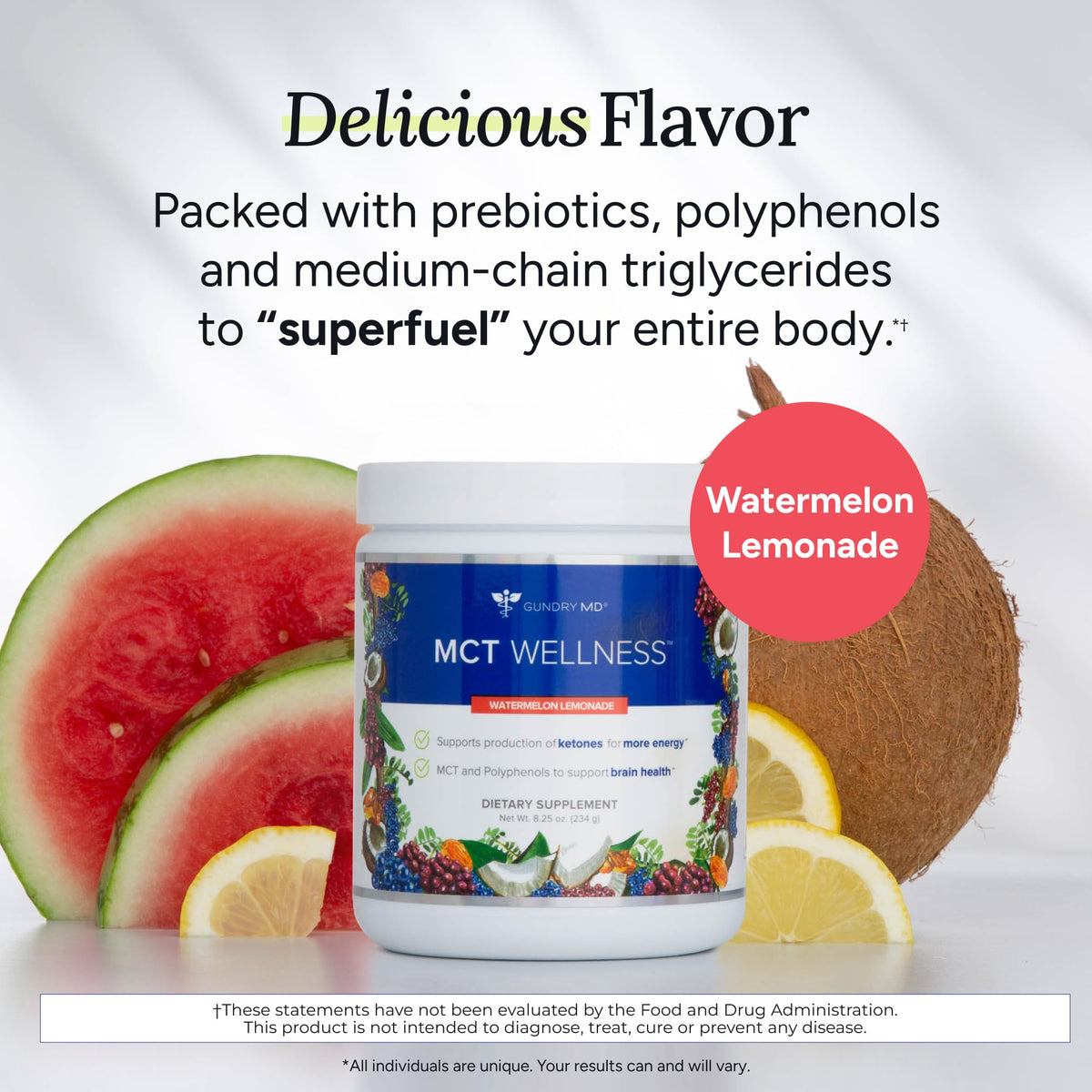 Gundry MD MCT Wellness Powder to Support Energy, Ketone Production and Brain Health, Keto Friendly, Sugar Free (30 Day Supply, Watermelon Lemonade) - FENGGESTORE20