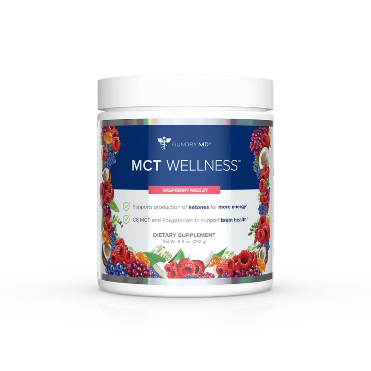 Gundry MD MCT Wellness Powder to Support Energy, Ketone Production and Brain Health, Keto Friendly, Sugar Free (30 Servings) (Raspberry Medley) - FENGGESTORE20