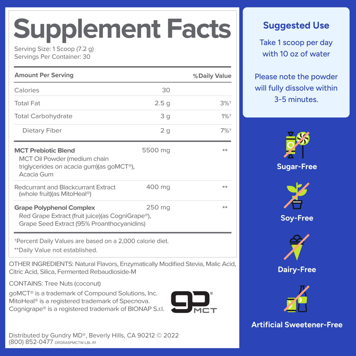 Gundry MD MCT Wellness Powder to Support Energy, Ketone Production and Brain Health, Keto Friendly, Sugar Free (30 Servings) (Raspberry Medley) - FENGGESTORE20