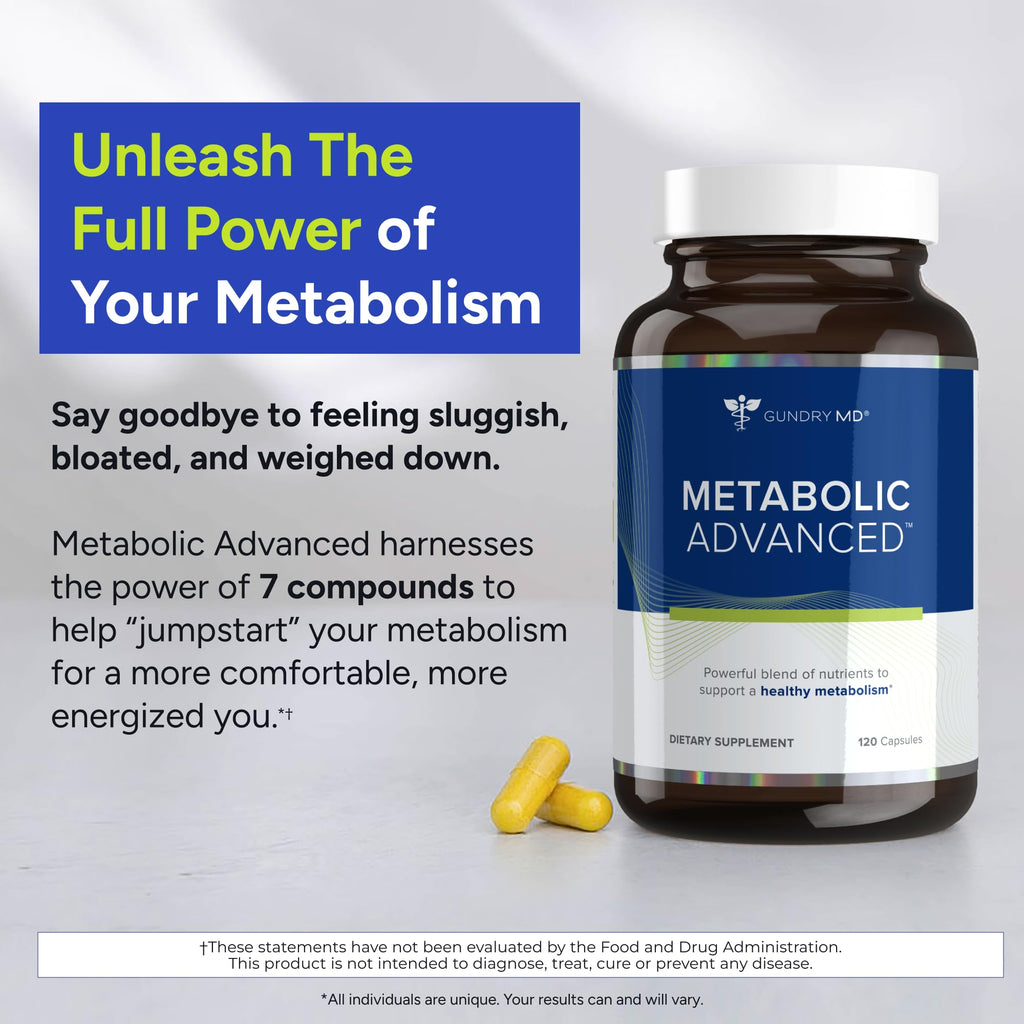 Gundry MD® Metabolic Advanced Nutrient Blend with Berberine to Support Healthy Metabolism, 120 Count - FENGGESTORE20