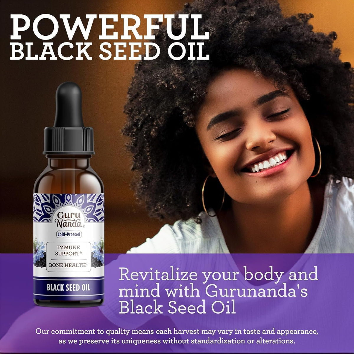 GuruNanda Black Seed Oil, Cold-Pressed Nigella Sativa - Rich in Vitamin D3 5000 Units, K2 & E, High Thymoquinone | Potent Antioxidant - FENGGESTORE20