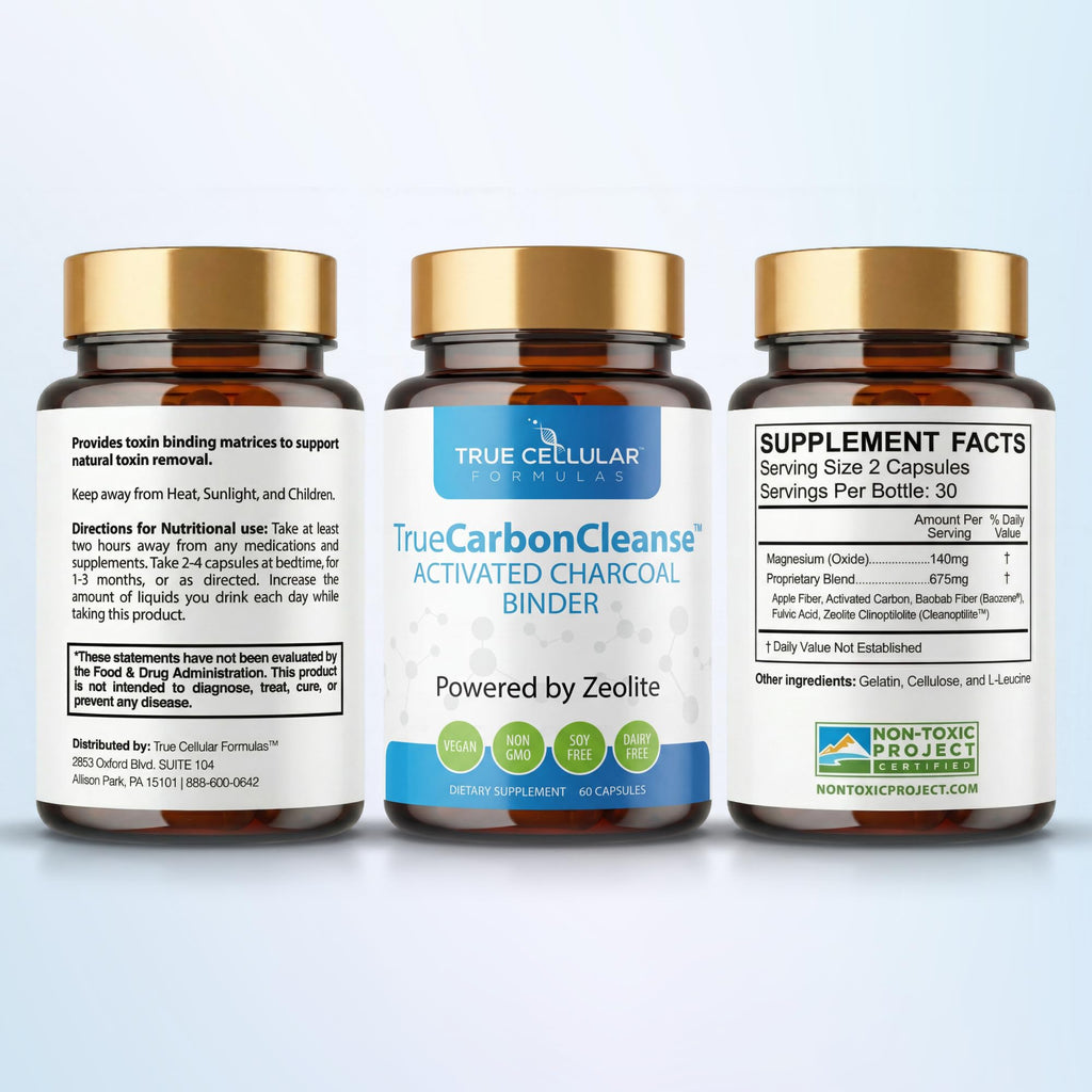 Gut Detox & Liver Cleanse - Organic Activated Charcoal Capsules with Clinoptilolite Zeolite Binder - TrueCarbonCleanse™ Carbon Supplement - 60 Bamboo Charcoal Pills - FENGGESTORE20