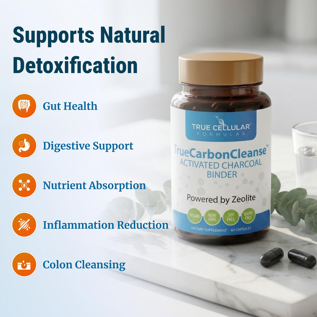 Gut Detox & Liver Cleanse - Organic Activated Charcoal Capsules with Clinoptilolite Zeolite Binder - TrueCarbonCleanse™ Carbon Supplement - 60 Bamboo Charcoal Pills - FENGGESTORE20