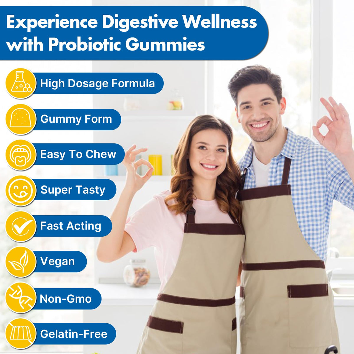 Gut Health & Probiotic Gummies, 112.5 Billion CFU, Sugar Free - 8 Strains + Prebiotics + Herbs - for Digestive, Immune, Diarrhea & Bloating - Gut Health for Women & Men - FENGGESTORE20