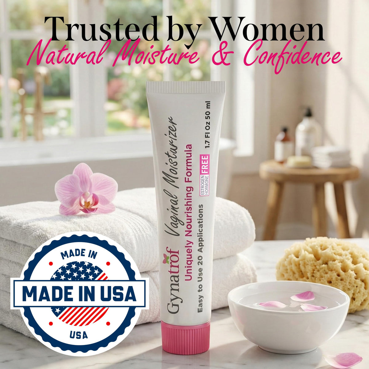 Gynatrof Vaginal Moisturizer, Long-Lasting for Vaginal Dryness & Irritation, Hormone-Free Hyaluronic Acid & Vitamin E Feminine Care, Daily Hydration For Intimate Feminine Care, 1.7 fl oz - FENGGESTORE20