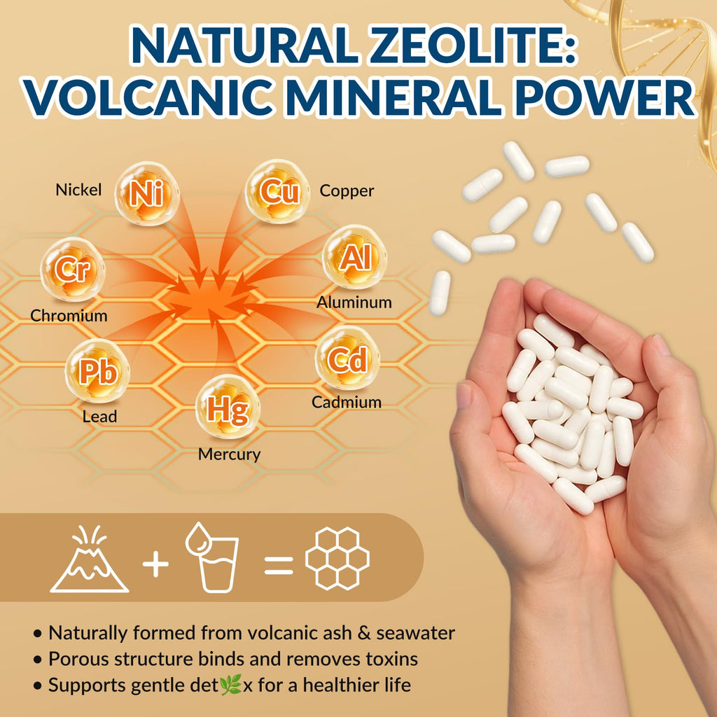 GZ HAOYUAN Zeolite Detox Capsules – Clinoptilolite Zeolite Supplement with Milk Thistle, Chlorella, Curcumin & PQQ for Gut, Liver & Full Body Detox Cleanse, - FENGGESTORE20