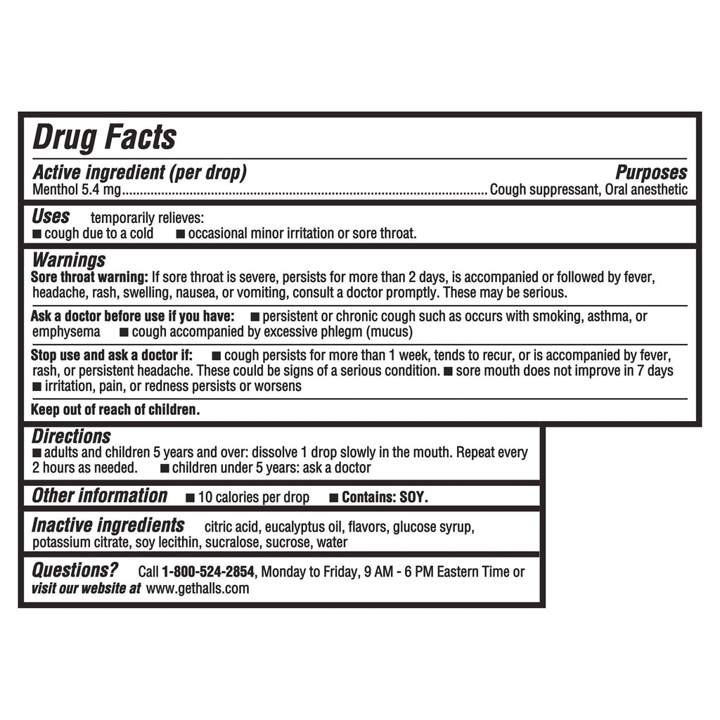 HALLS Cough and Throat Relief Mentho-Lyptus Cough Drops, 30 Drops - FENGGESTORE20