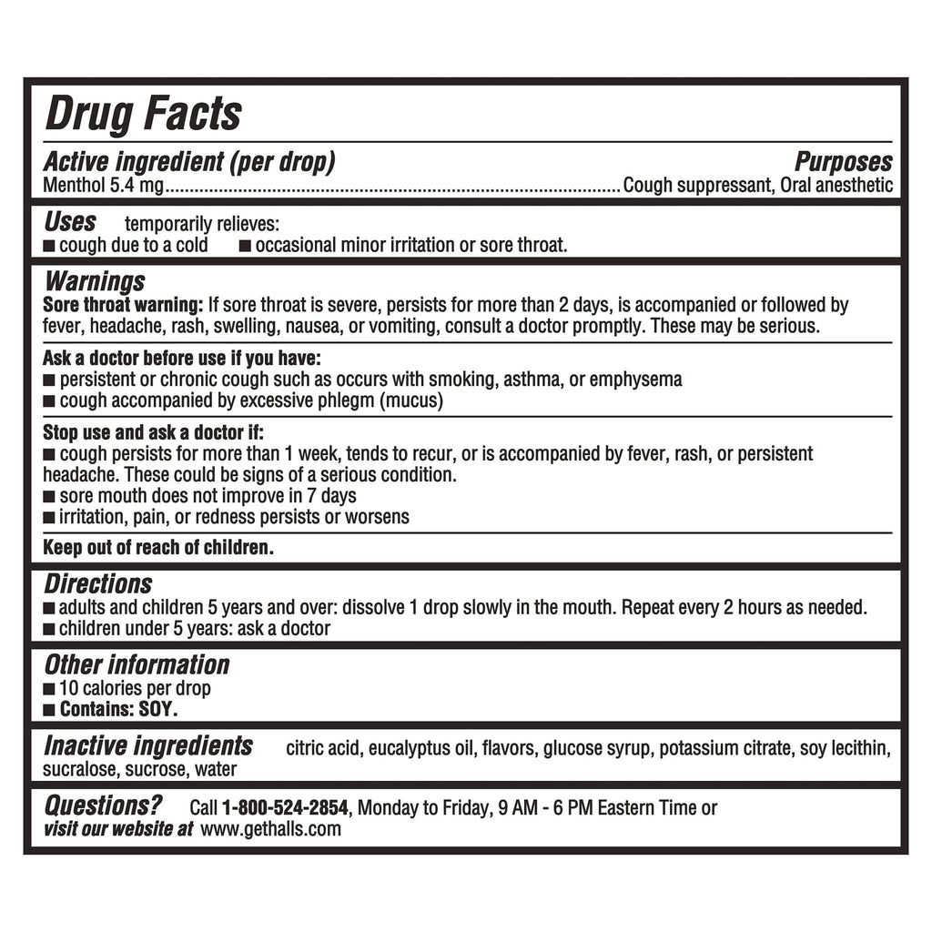 HALLS Cough and Throat Relief Mentho-Lyptus Cough Drops, Value Pack, 80 Drops - FENGGESTORE20
