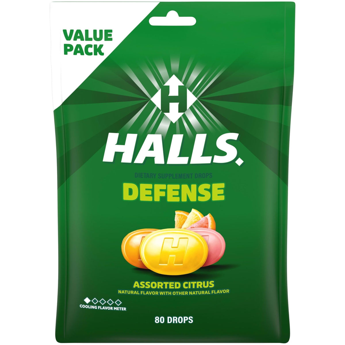 HALLS Defense Assorted Citrus Vitamin C Drops, Economy Pack, 80 Drops - FENGGESTORE20
