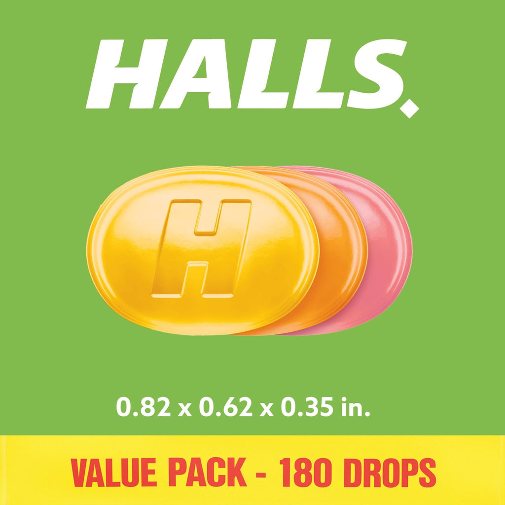 HALLS Defense Assorted Citrus Vitamin C Drops, Value Pack, 180 Drops - FENGGESTORE20