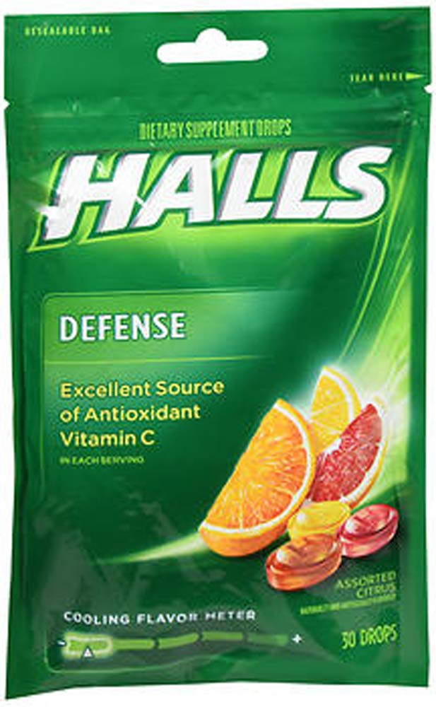 Halls Defense Vitamin C Assorted Citrus Supplement Drops - 30 Drops - FENGGESTORE20