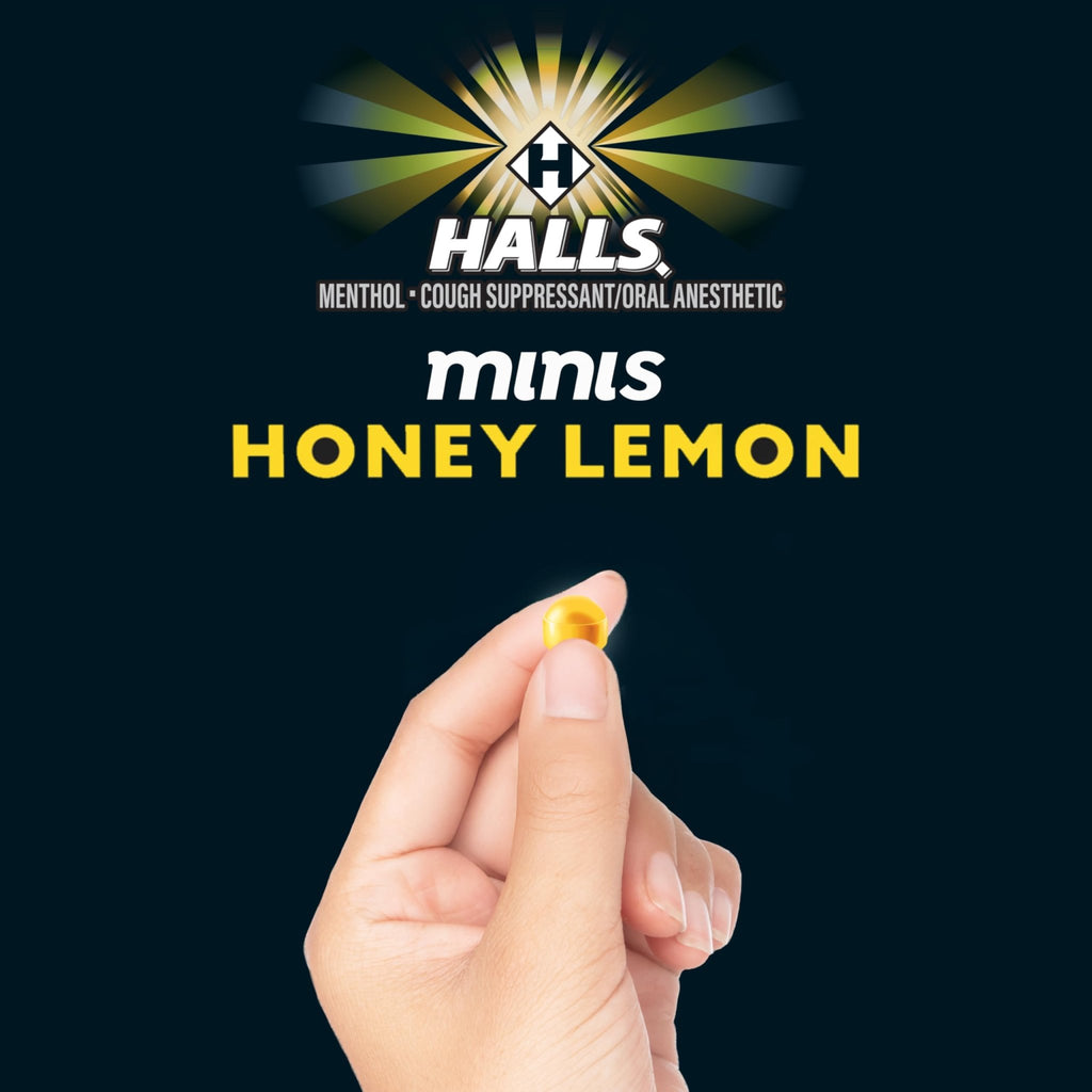 Halls Minis Honey Lemon Flavor Sugar Free Cough Drops, 48 Drops - FENGGESTORE20