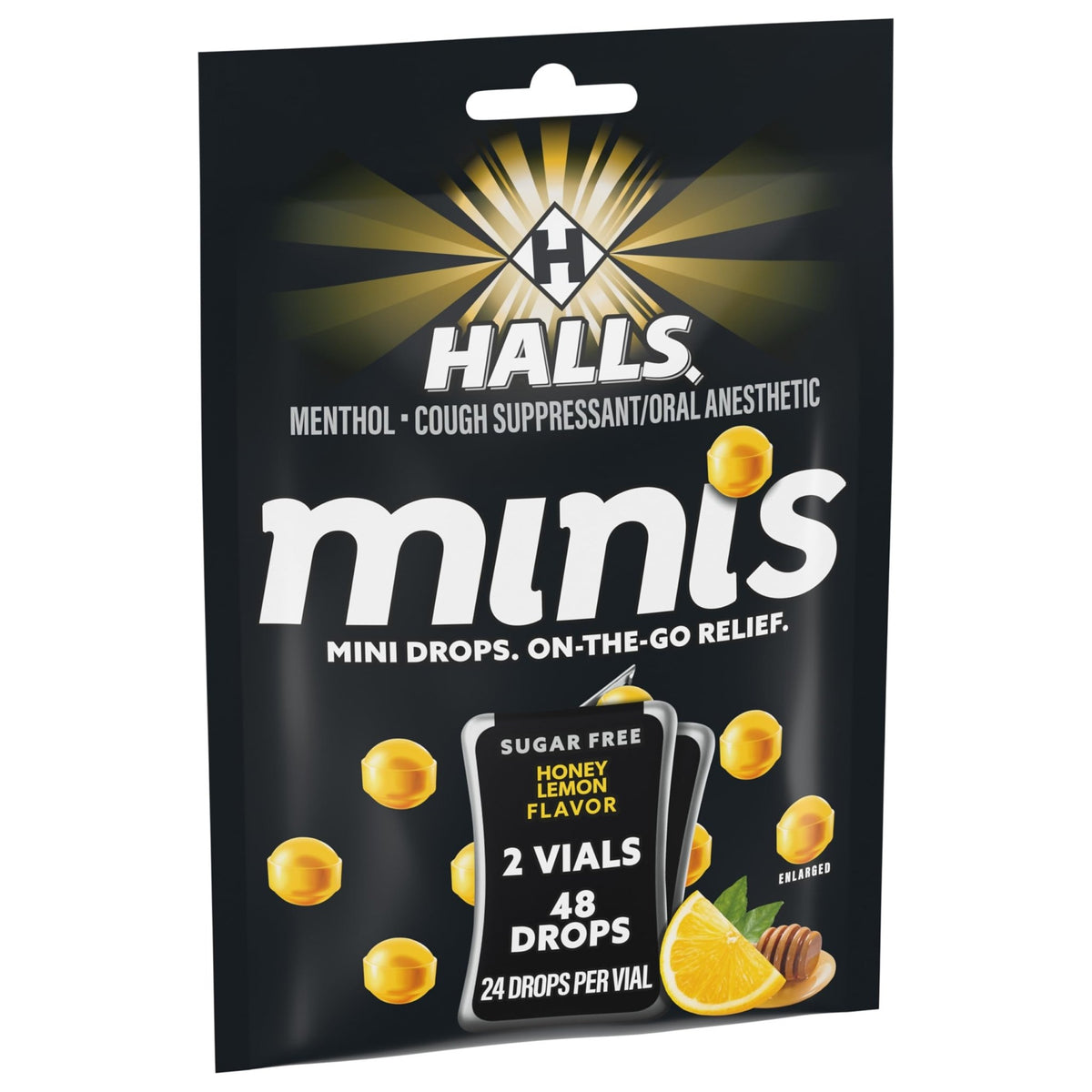 Halls Minis Honey Lemon Flavor Sugar Free Cough Drops, 48 Drops - FENGGESTORE20